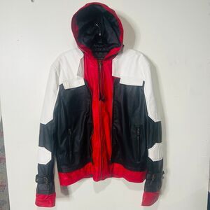 Batman Arkham Red Hood Knight Jason Todd Faux Leather Jacket Cosplay Costume Sz